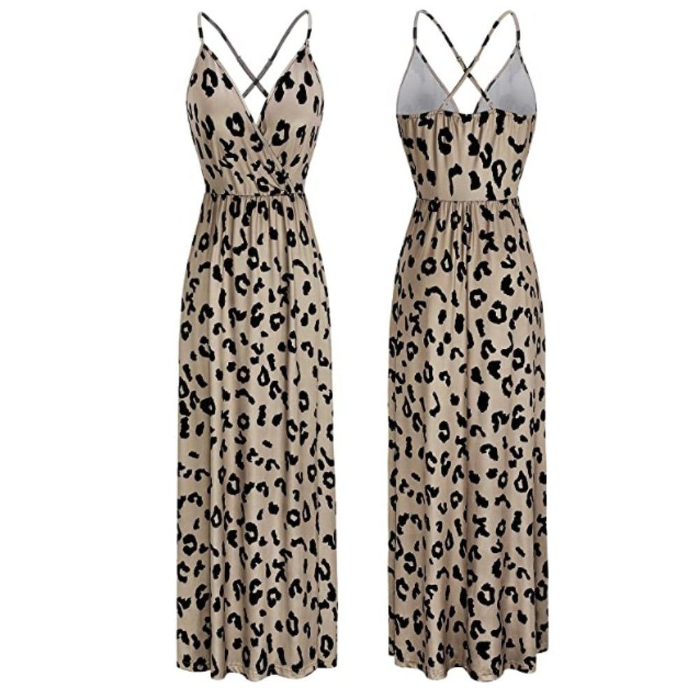 Womens Floral Print Deep V-Neck Casual Maxi Dress - Picture 4 of 7